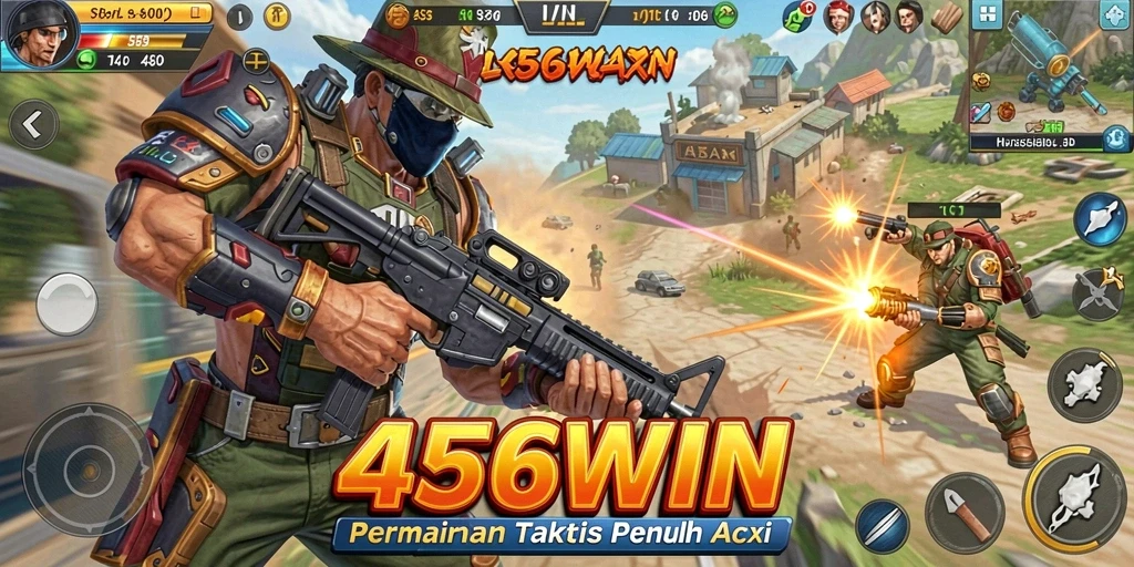 Tampilan utama gameplay 456WIN dengan aksi seru dalam TPS.