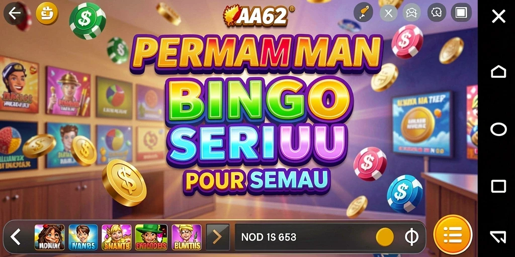 Screenshot gameplay AA62 yang menunjukkan aksi permainan Bingo yang seru.