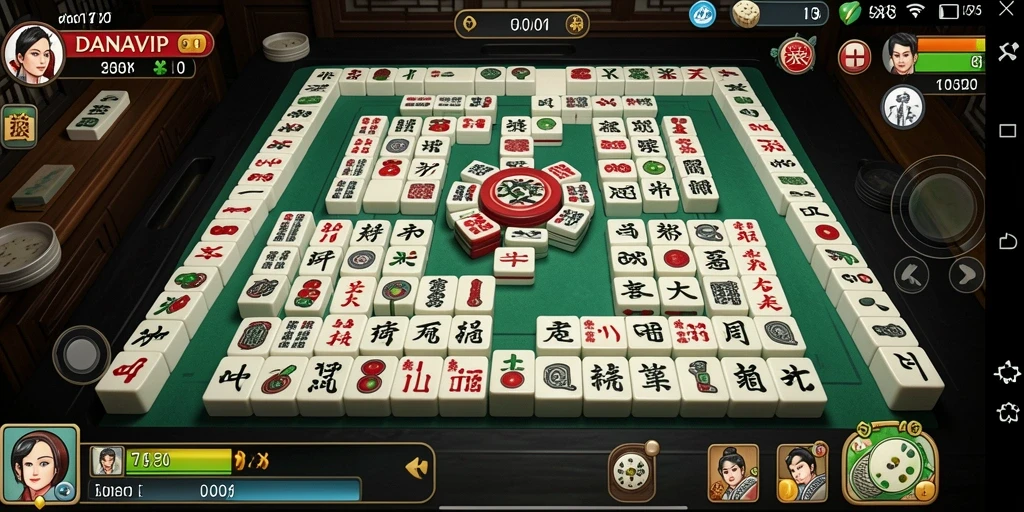 Screenshot gameplay DANAVIP menampilkan keseruan permainan Mahjong.