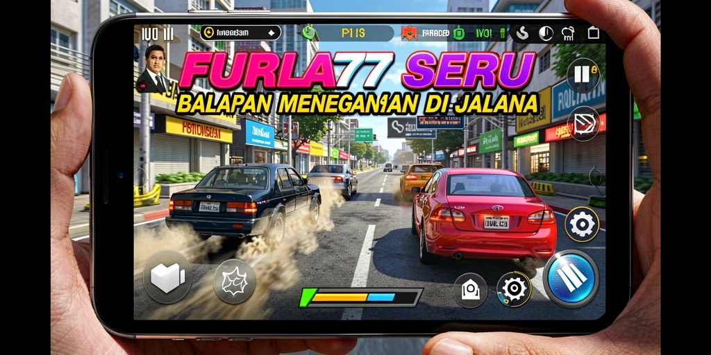 Tampilan gameplay balap yang mendebarkan dan dinamis di FURLA77.