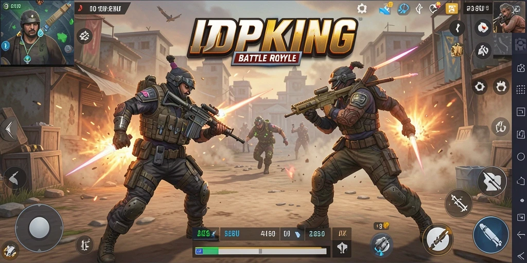 Tangkapan layar utama IDPKING yang menampilkan aksi Battle Royale yang seru.