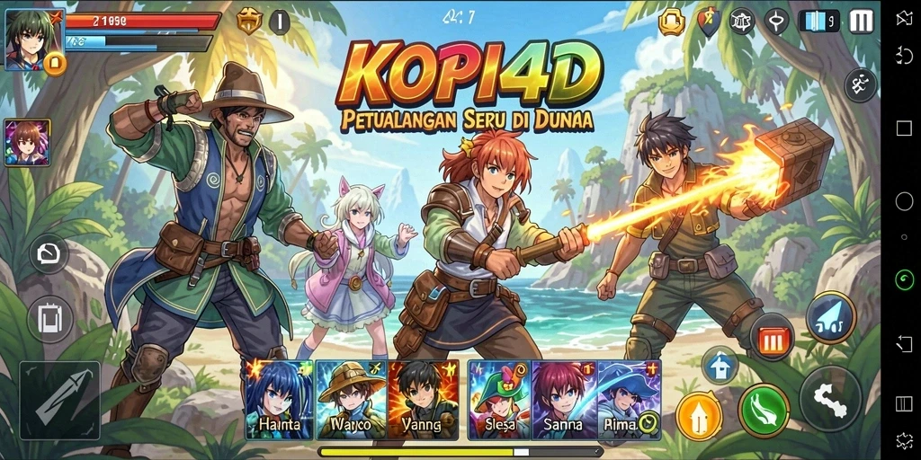 Screenshot gameplay KOPI4D yang menampilkan karakter anime dan aksi serunya.