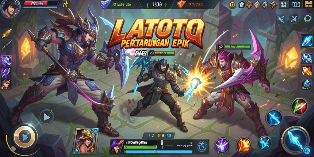 Tampilan gameplay LATOTO yang seru dan menantang dalam pertarungan MOBA.