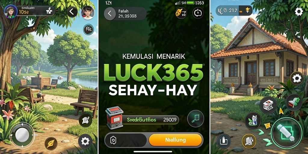 Screenshot LUCK365 menunjukkan karakter berinteraksi dalam gameplay simulasi yang seru.