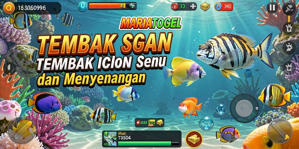 Tampilan seru dari gameplay MARIATOGEL saat menembak ikan.