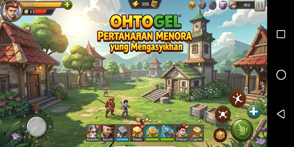 Gameplay menegangkan dalam OHTOGEL yang menampilkan menara pertahanan.