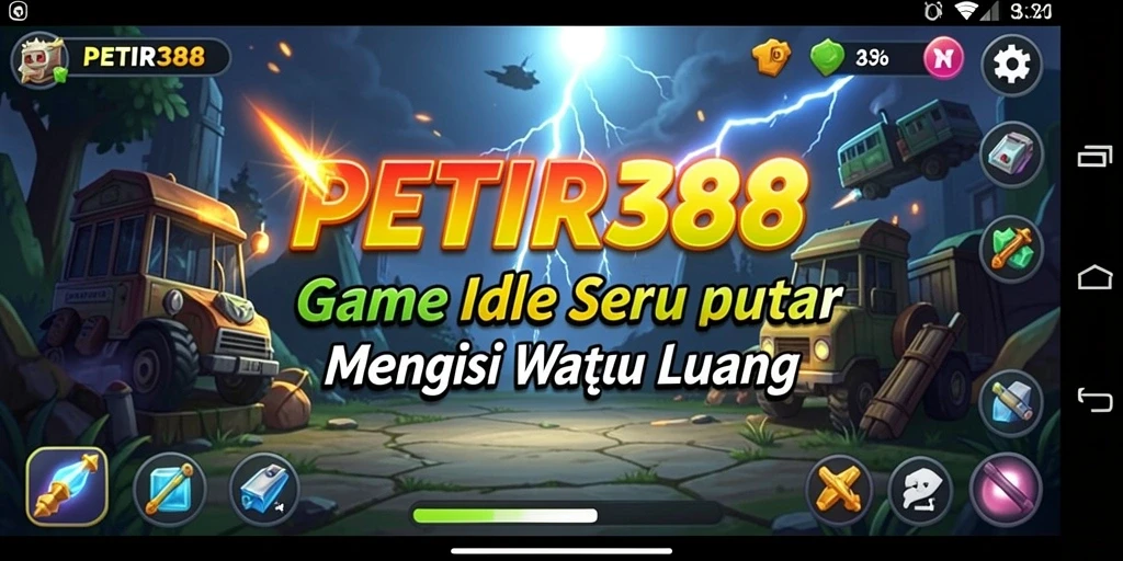 Screenshot utama menampilkan gameplay seru dari PETIR388 yang menonjol.