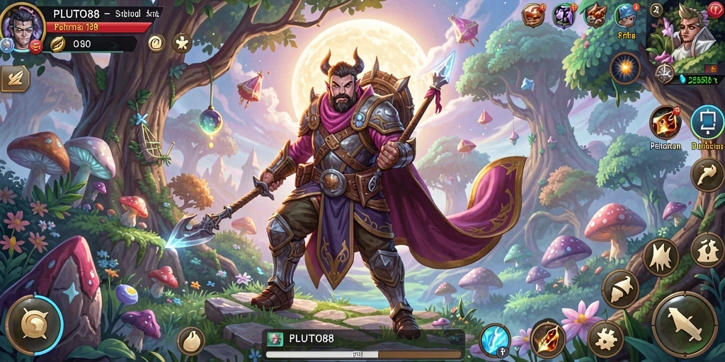 Screenshot PLUTO88 menampilkan pemain menjelajahi dunia fantasi yang menawan.