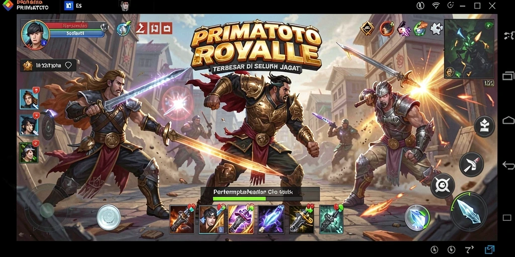 Screenshot yang menunjukkan pertarungan seru dalam PRIMATOTO Battle Royale.
