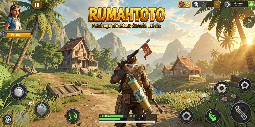 Screenshot RUMAHTOTO menampilkan pengalaman seru bermain di dunia terbuka.