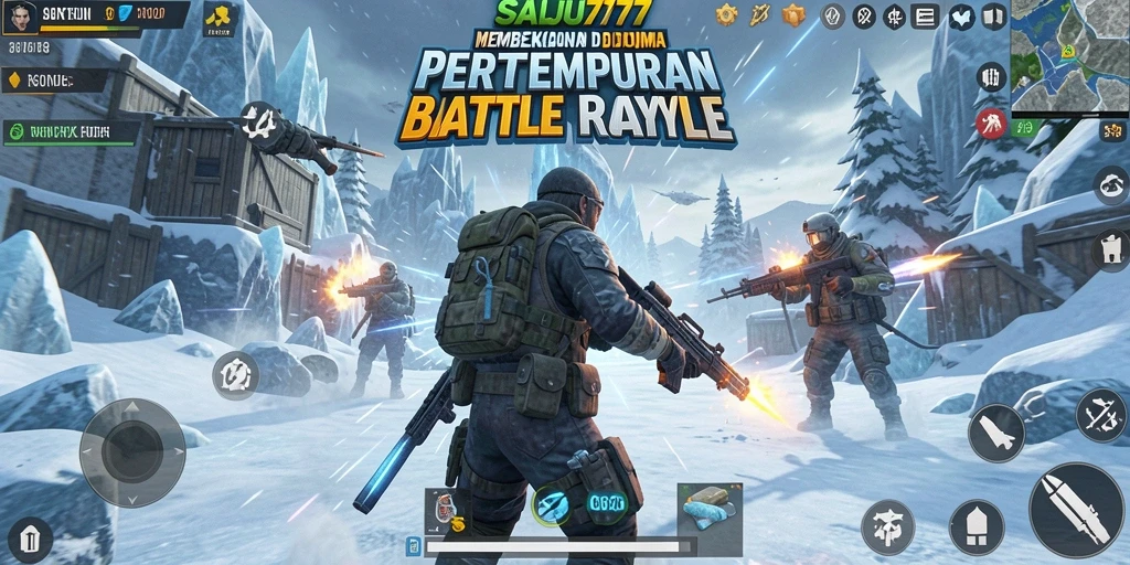 Screenshot SALJU777 menampilkan aksi seru dalam pertempuran Battle Royale.
