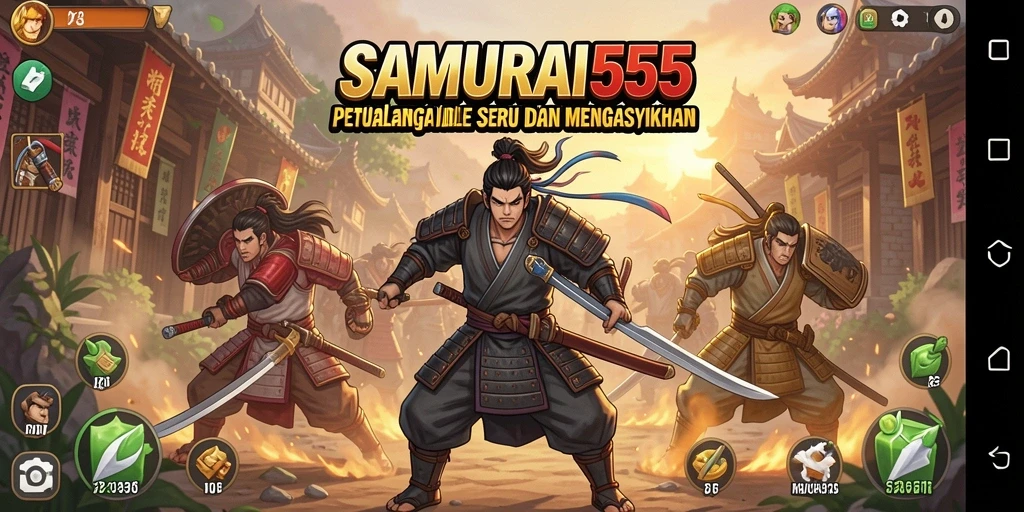 Screenshot SAMURAI555 menampilkan aksi bertarung samurai yang mendebarkan dalam mode Idle.