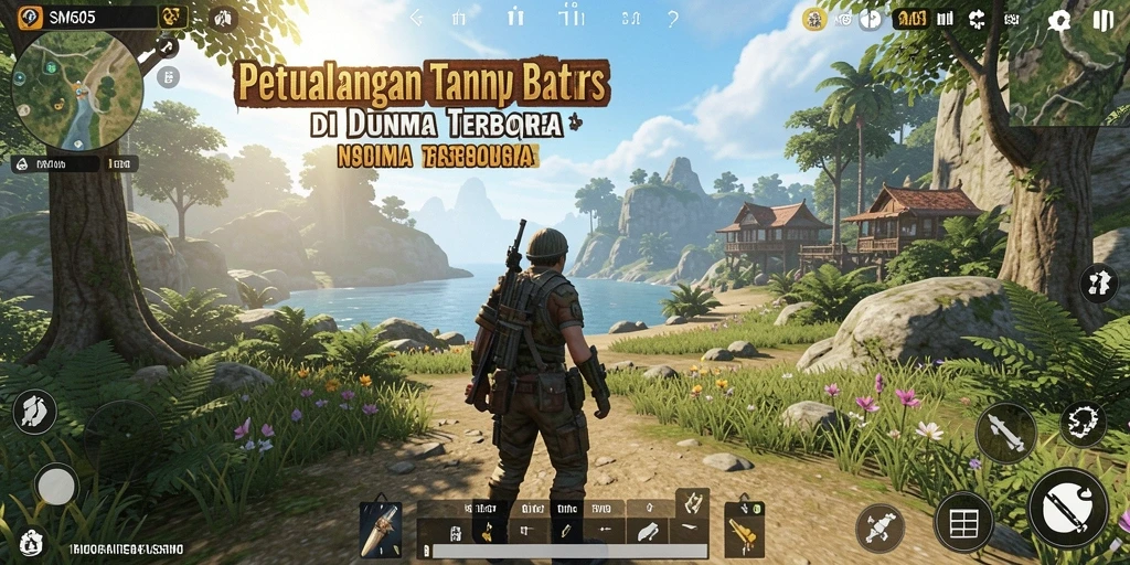Screenshot gameplay SM605 menampilkan dunia terbuka yang luas dan menarik.