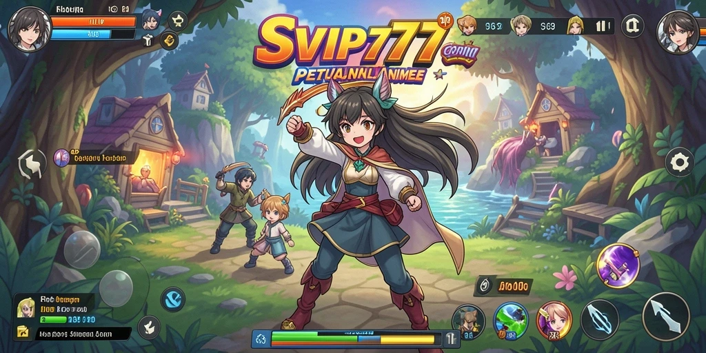 Tampilan gameplay SVIP777 yang penuh warna dan karakter Anime.