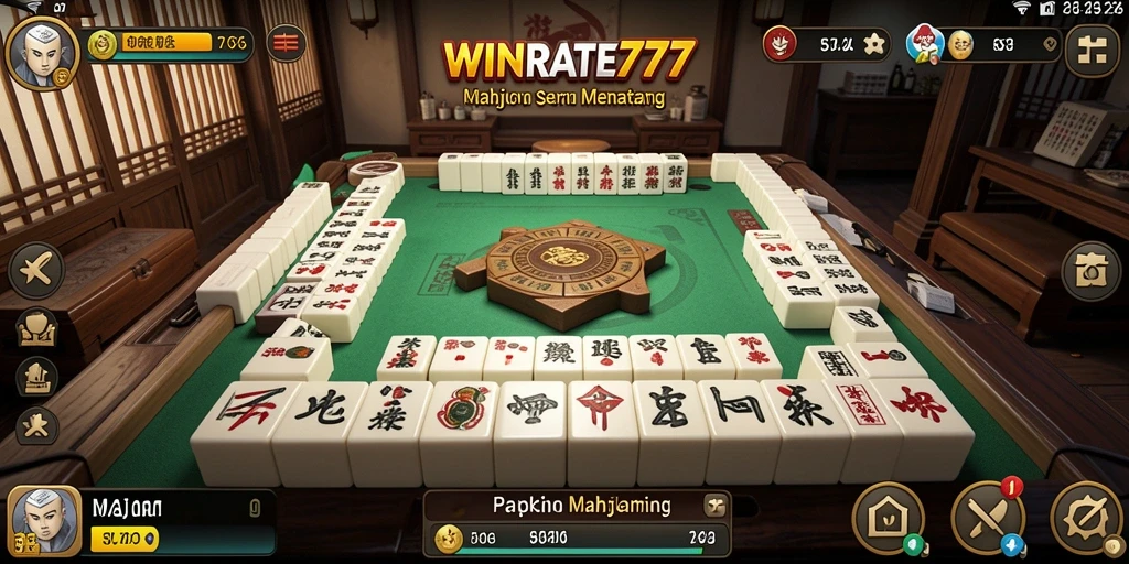 Screenshot WINRATE777 menampilkan momen seru saat bermain Mahjong.